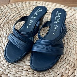 NEW Women's Size 8.5 Italian Shoe Makers Blue Wedge Heel